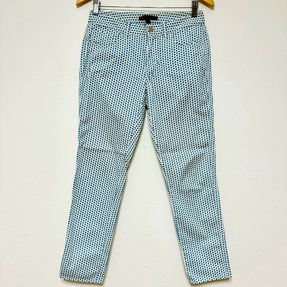 Brooks Brothers Cotton Natalie Fit White Blue Women’s Ankle Cropped Pants, 2-4